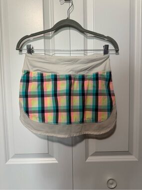 lululemon athletica Cream Skirt with Multicolor Plaid Panel